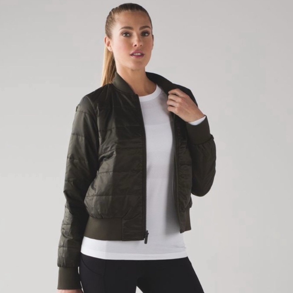 Lululemon Non-Stop Bomber *Reversible size 4, dark olive